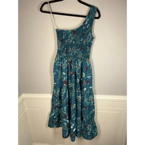 Band of the Free, Size Small, Teal Floral Paisley One-Shoulder Maxi Dress, EUC - Picture 6 of 8